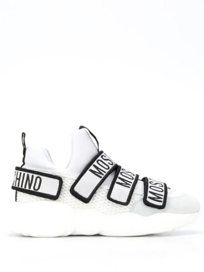 Moschino Teddy Shoes Sock Trainers With Strap In White