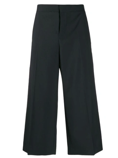 Marni Cropped Wide Leg Trousers In Black