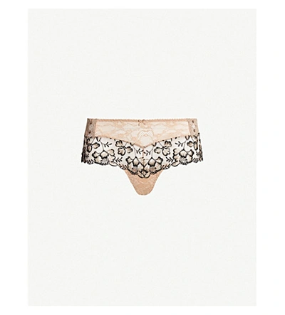 Aubade Poesie High-rise Floral-lace Briefs In Champagne Noir