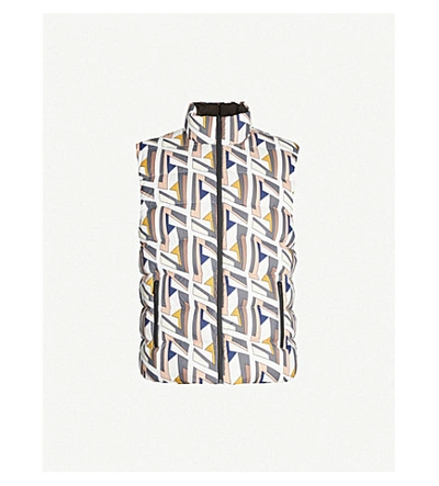 Fendi Reversible Graphic-print Shell-down Gilet In White Yellow