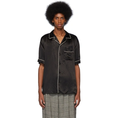 Gucci Monochrome Regular-fit Satin Bowling Shirt In 1043 Black