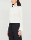Claudie Pierlot High-neck Frilled-trim Crepe Shirt In White