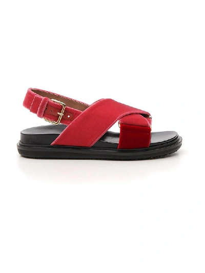 Marni Crossover Ankle Strap Sandals In Red