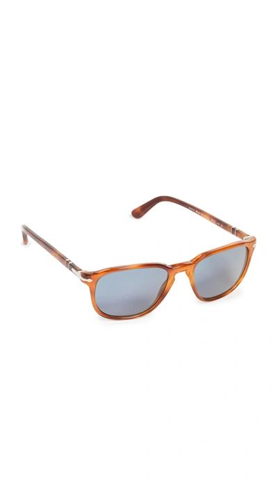 Persol Square Sunglasses, 55mm In Lite Tortoise/blue Solid