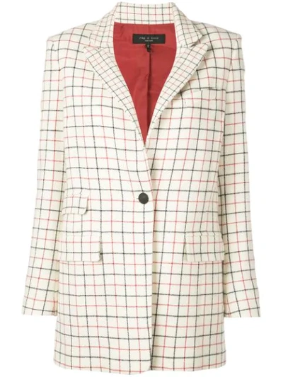 Rag & Bone Nova Single-button Check Wool Blazer In Ivorycheck