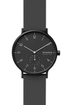 Skagen Aaren Kulor Aluminum Silicone Strap Watch 41mm Created For Macy's In Black