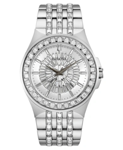 Bulova Phantom Quartz Crystal Silver Pave Dial Mens Watch 96a236 In Silver Tone