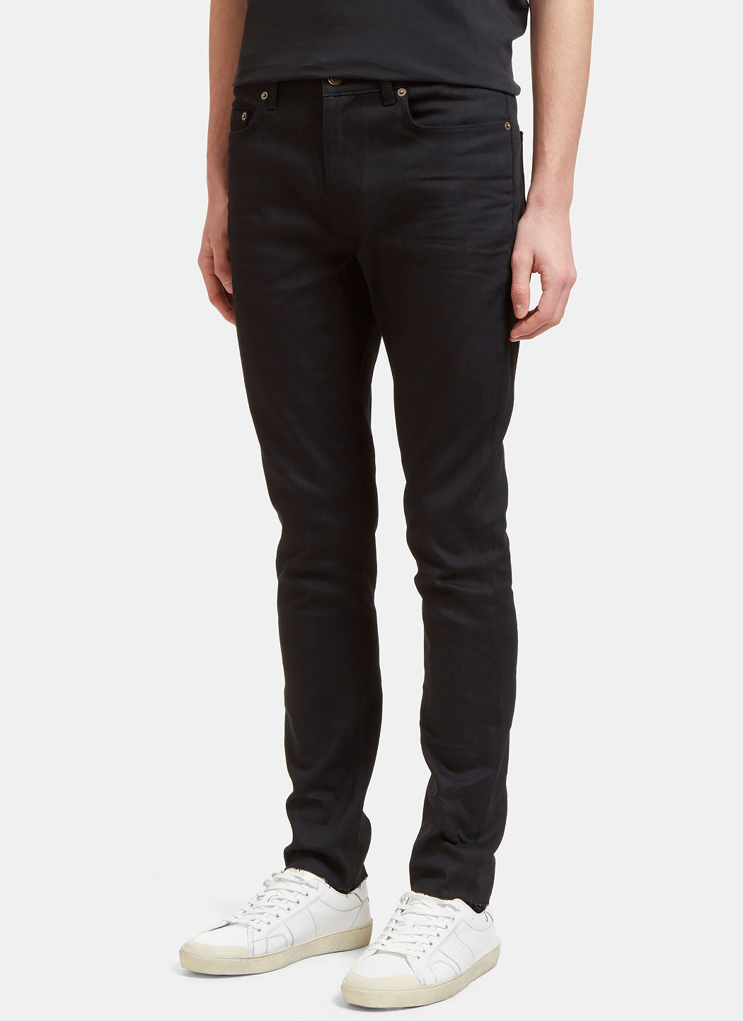 raw edge skinny jeans mens