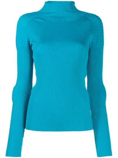 Circus Hotel Turtleneck Ribbed Knit Jumper In Blue