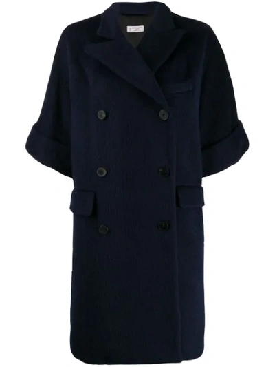 Alberto Biani Double Breasted Coat In 80 Blue