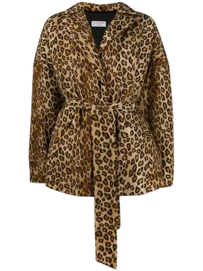 Alberto Biani Leopard Print Oversized Jacket In Neutrals