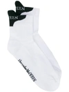 Pre-owned Alexander Mcqueen Two-tone Logo Socks - White