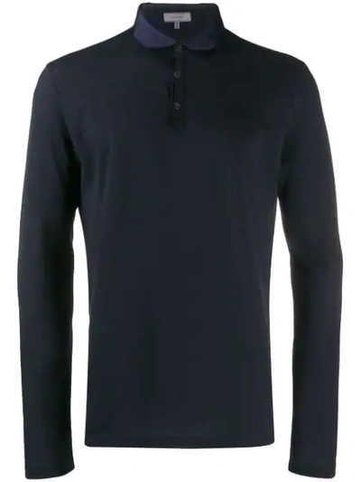 Lanvin Contrast Collar Polo Shirt In Blue