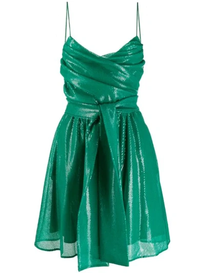 Msgm Sequined Ruched Mini Dress In Green