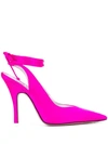 Attico Wrap Ankle Tie Satin Slingback Pumps In Pink