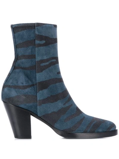 A.f.vandevorst Animal Print Ankle Boots In Blue