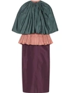 Gucci Silk Taffeta Dress With Detachable Cape In Purple