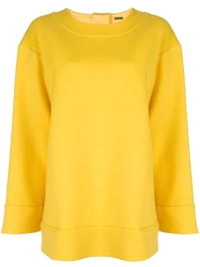 Adam Lippes Trapunto Oversized Wool Sweater In Yellow