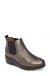 Wonders Slip-on Chelsea Boot In Lead Metallic Leather