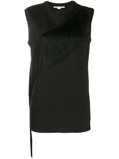 Stella Mccartney Asymmetric Fringe Top In Black