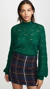 Astr Audra Bishop Sleeve Sweater In Juniper Green