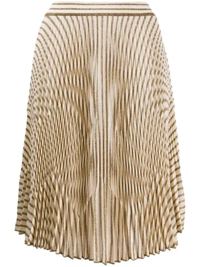 Missoni Pleated Metallic Stripe Knit Skirt In Neutrals