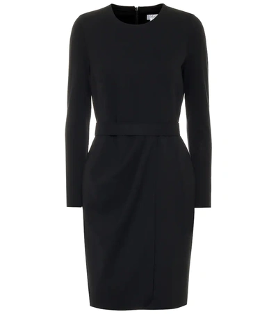 Max Mara Olona Long Sleeve Stretch Wool Minidress In Black