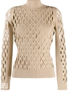 Fendi Mesh Turtleneck Sweater In Cream