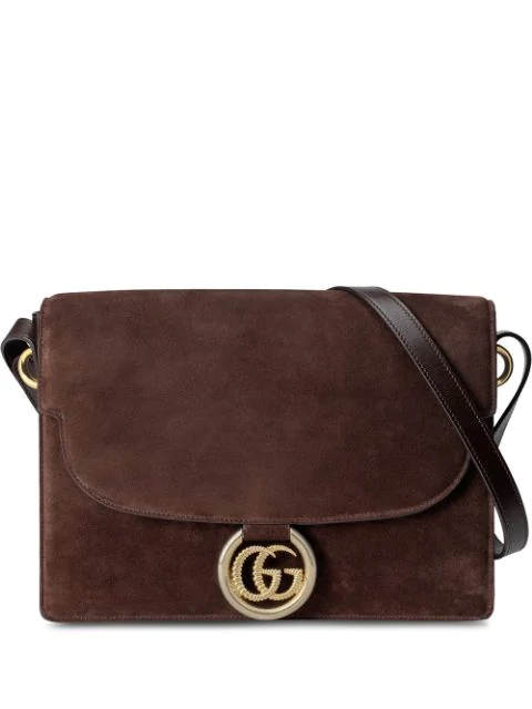 gucci brown suede crossbody bag