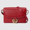 Gucci Gg Ring Small Leather Crossbody Bag In Red