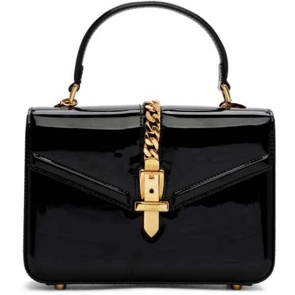 Gucci Sylvie 1969 Patent Leather Mini Top Handle Bag In Black | ModeSens