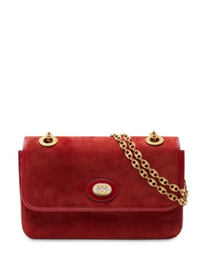 Gucci Suede Small Shoulder Bag In 6638 Rosso