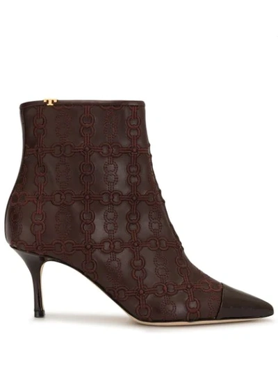 Tory Burch Penelope Embroidered Bootie In Purple