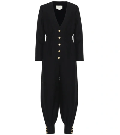 Gucci Interlocking-g Button Cady Crepe Jumpsuit In Black