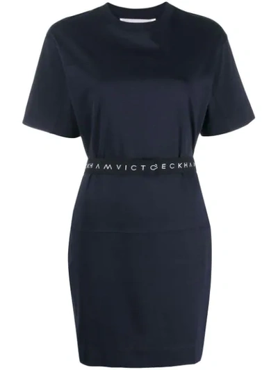 Victoria Victoria Beckham Logo Waistband Dress In Blue