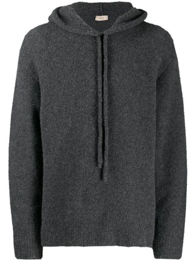 Maison Flaneur Fine Knit Hoodie In Anthracite