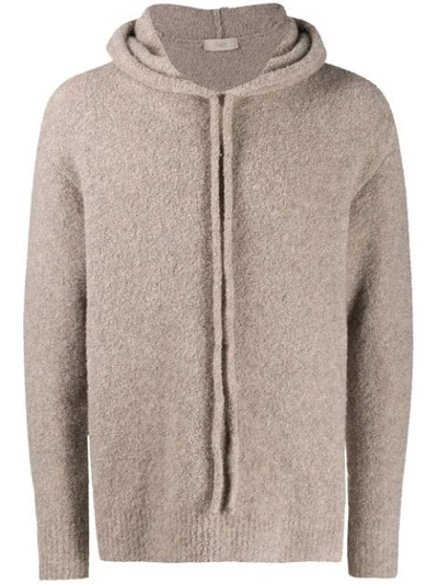 Maison Flaneur Fine Knit Hoodie In Neutrals