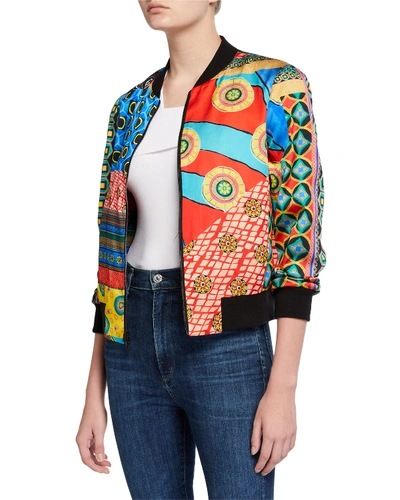 Alice And Olivia Lonnie Reversible Multi-print Bomber Jacket In Multi Pattern