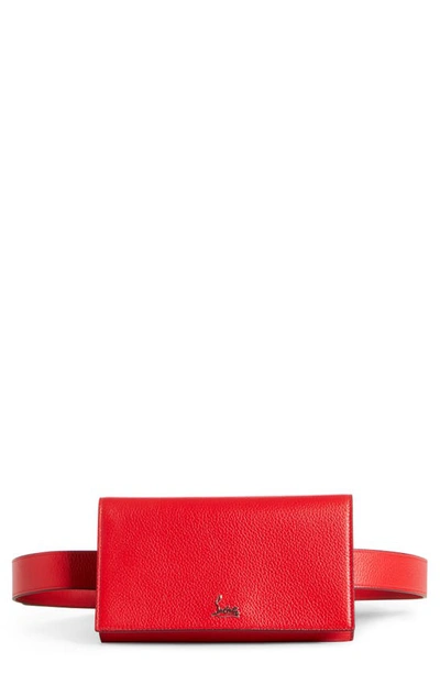 Christian Louboutin Boudoir Xs Leather Belt Bag With Chain Strap In Red/gold