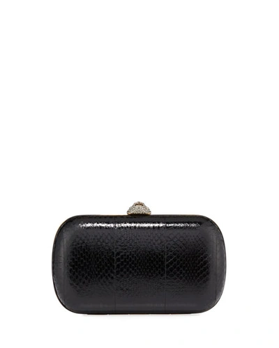 Gucci Broadway Snakeskin Butterfly Clutch Bag In Black