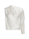 Michelle Mason Women's One-sleeve Silk Drape Top In Ivory