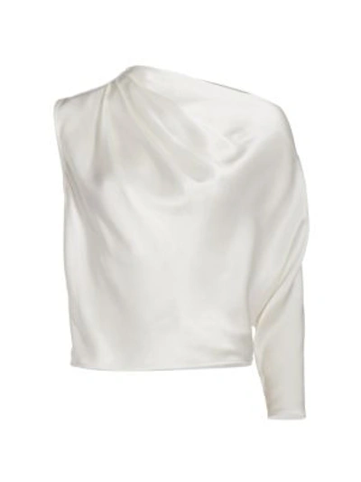 Michelle Mason Women's One-sleeve Silk Drape Top In Ivory