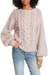 Eleven Six Charlotte Alpaca-blend Mixed-knit Sweater In Pink Heather