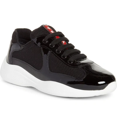 Prada Low Top Sneaker In Black/ White