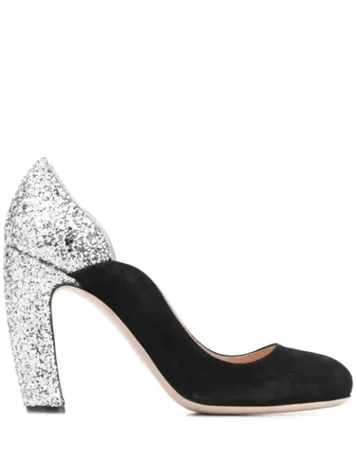 Miu Miu Glittered Pumps In Black