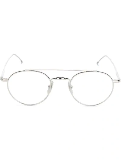 Thom Browne Round Frame Glasses In Metallic