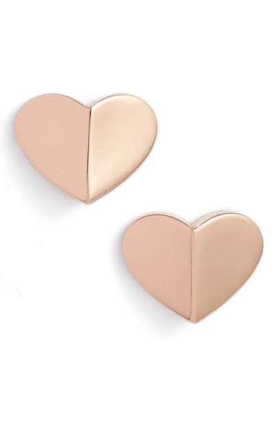 Kate Spade Heart Statement Stud Earrings In Rose Gold