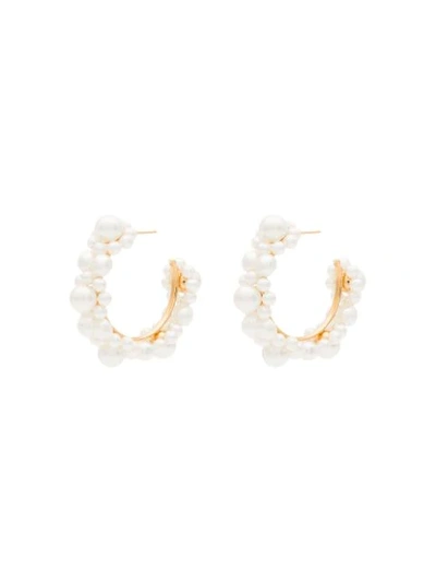 Simone Rocha Daisy Pearl-embellished Hoop Earrings - White
