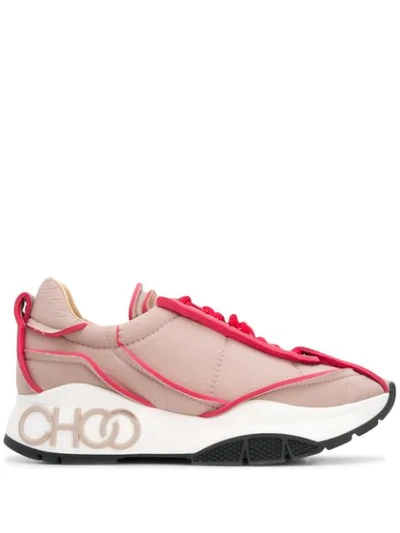 Jimmy Choo Raine Ballet Pink And Red Padded Nylon Trainers In Neutrals