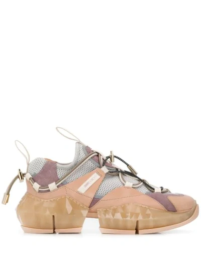 Jimmy Choo Diamond Trail Suede, Leather And Stretch-mesh Sneakers In Multi